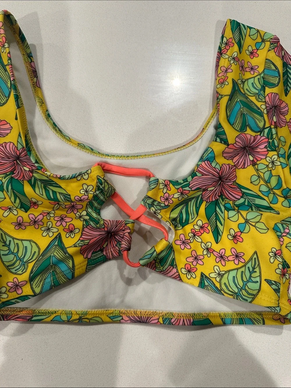 art class Yellow Tropical Floral Long-Sleeve Bikini Set